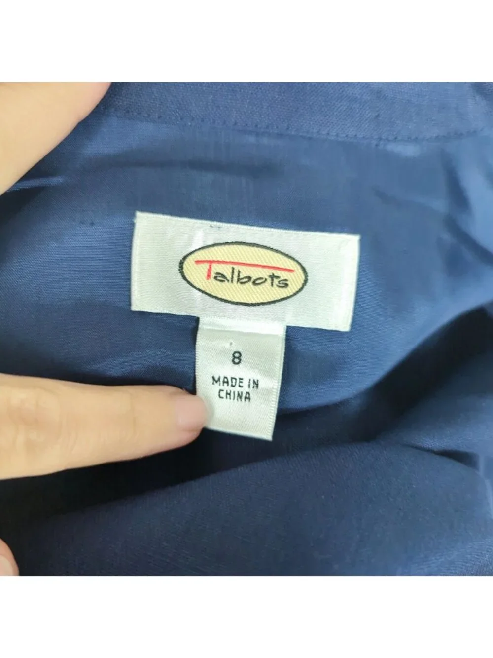 Vintage 90s Talbots Double Breasted Dress 8 Medium Blue Linen - Picture 9 of 10